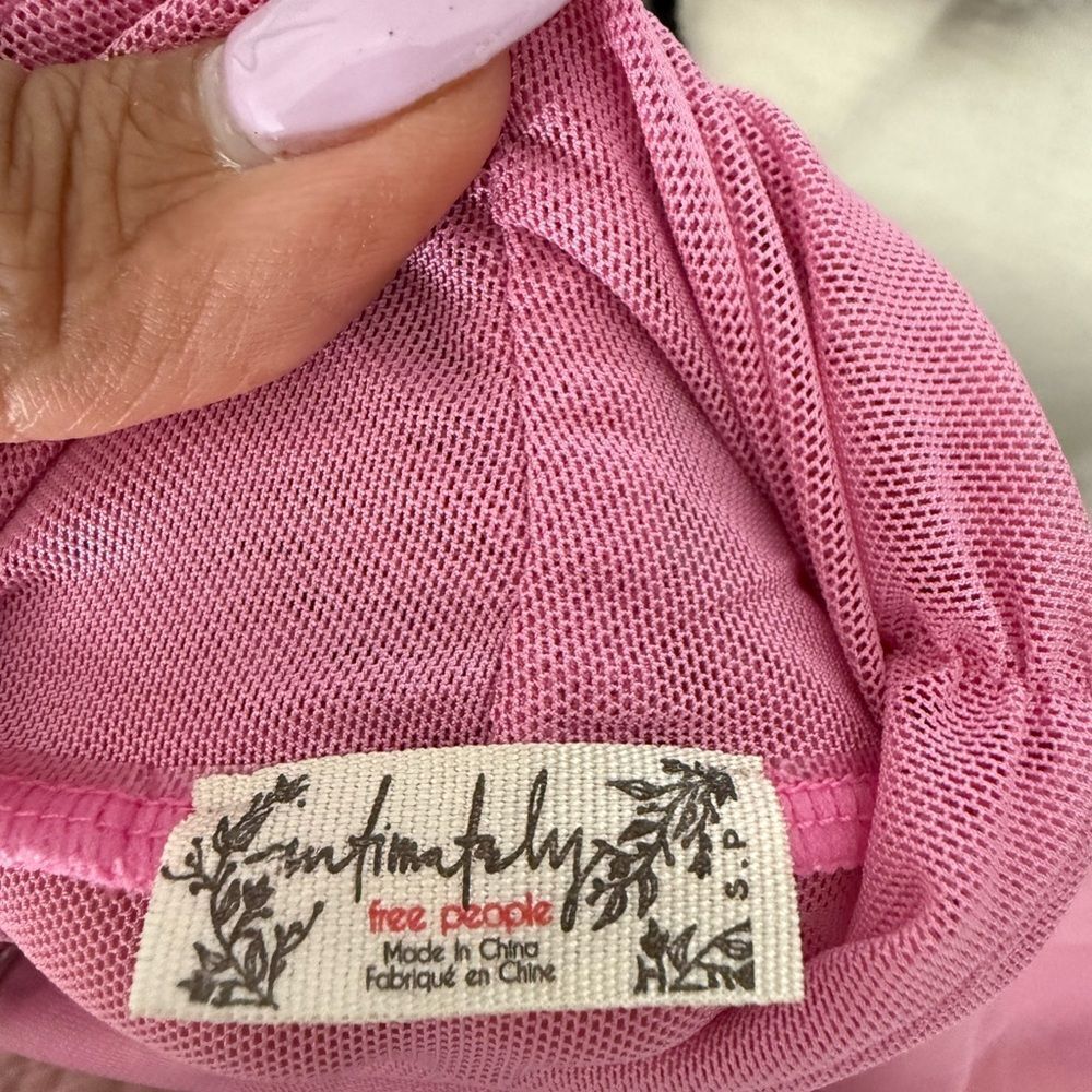 NWOT Free People Pink Mesh Bodysuit - Picture 4 of 4